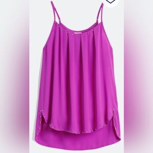 PIXLEY Zania Stud Detail Blouse, Sleeveless, Fuschia, Women’s Plus Size 2X NWOT